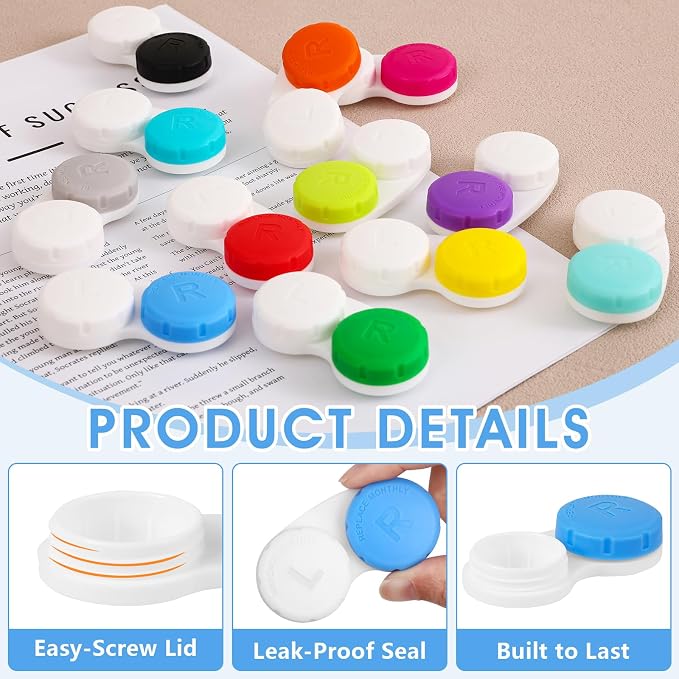 24 Pack Colorful Cute Contact Lens Cases, Bulk Storage Box with 12 Colors, Leak-Proof and Durable, Portable Storage Kit for Home and Travel - Image 3