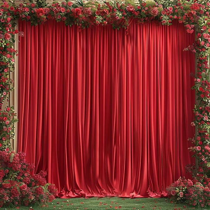 20x10ft Wrinkle Free Red Backdrop Curtain for Parties Soft Fabric Drapes Wedding Red Curtain Backdrop for Birthday Party Decorations Background for Photography 5x10ft, 4 Panels - Image 7