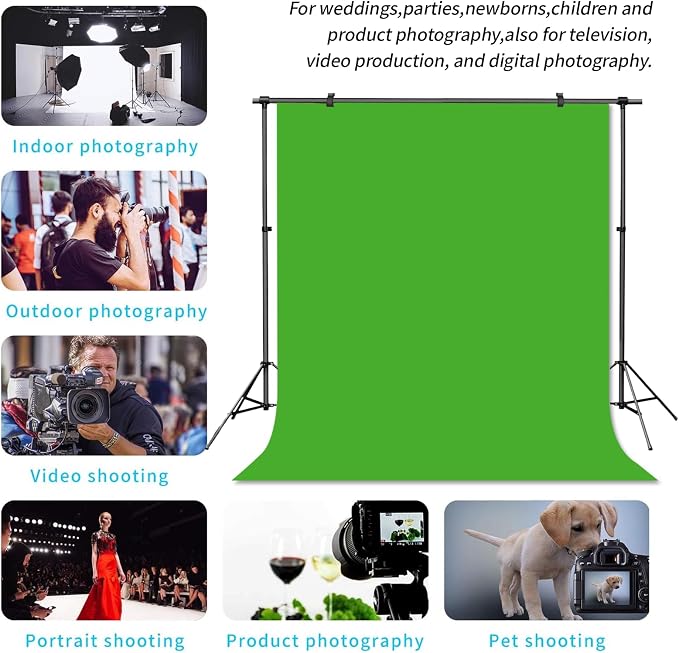 Green Screen Backdrop for Photoshoot Solid Color Background 8x10 ft | Photography Studio Photo Booth Curtain for Headshot, Homestudio, Portrait, Video, Meeting, Easy to Install, Washable Fabric - Image 2