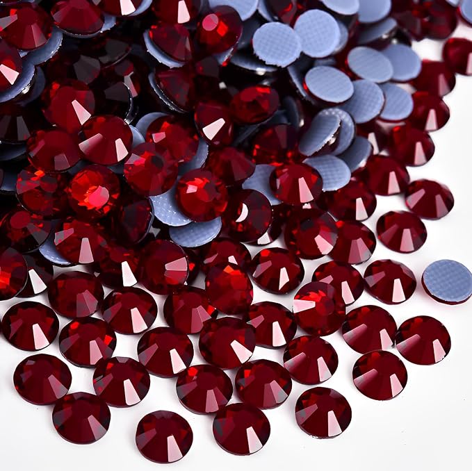 Jollin Hotfix Rhinestones Flatback Crystal Gems 8.4mm SS40, Dark Red | 144pcs Hot Fix Crystals Glass Rhinestones for Bedazzling, Crafting, Clothes, Shoes & Accessories DIY Decoration by Jollin