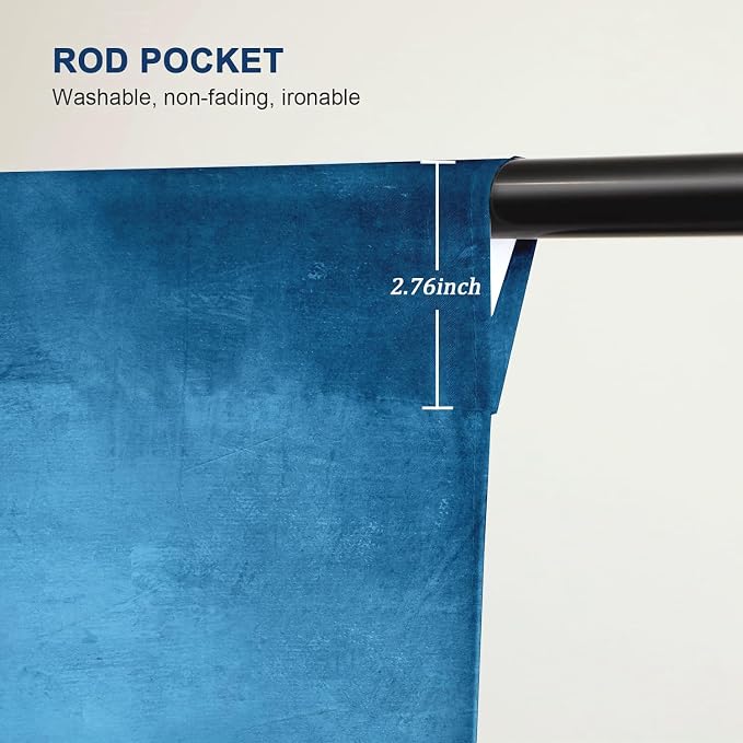8x10ft Blue Backdrop Vintage Photography Backdrop for Professional Studio Backgrounds Blue Retro Photo Backdrop Prop Portrait Photo Backdrops for Photoshoot Backdrop Curtains Rod Pocket on Top - Image 4