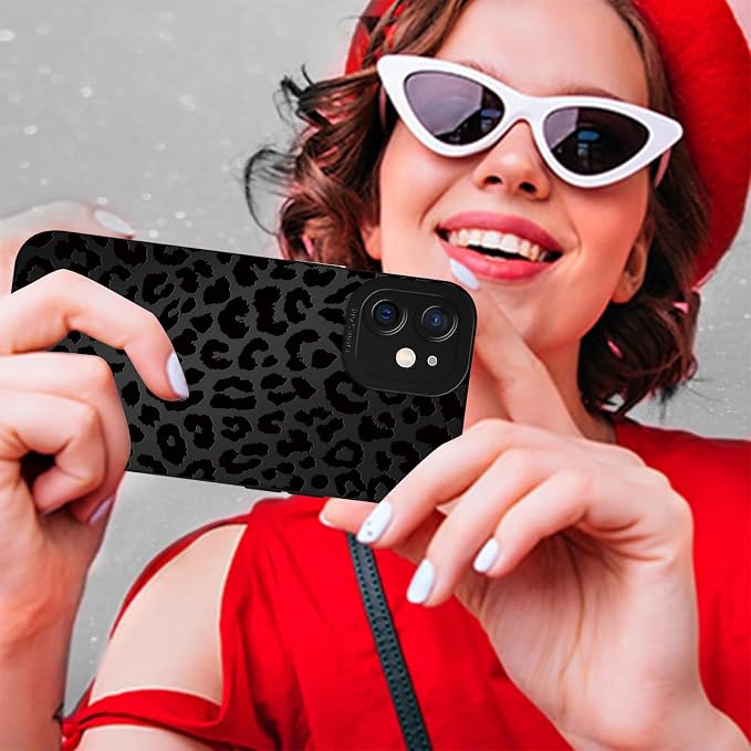 Cute Black Cheetah Print Phone Case for iPhone 12 6.1" | Aesthetic Leopard Pattern Design Cover Full Camera Lens Protective Shockproof Soft Slim TPU Funda for Men Women Girls - Image 8