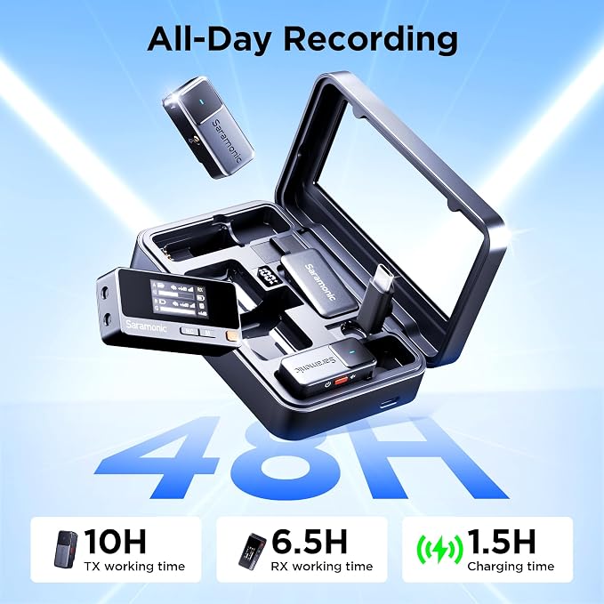Saramonic Air Wireless Lavalier Microphones for for iPhone/Camera/Android/PC, Ultralight, 48kHz/24-bit,120dB Max SPL, 300m Range, Noise Cancelling, Lapel Microphone Wireless for Vlogging - Image 6