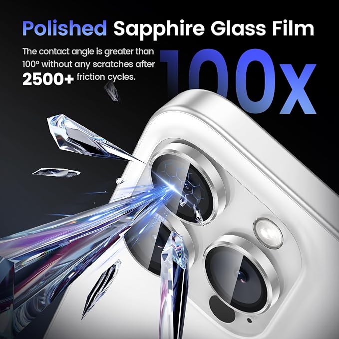Tensea Camera Lens Protector Compatible for iPhone 17 Pro Max/17 Pro/15 Pro Max/15 Pro/16 Pro Max/16 Pro/14 Pro Max/14 Pro, Metal Tempered Glass Cover Camera Screen Protector Accessories,Case Friendly - Image 6