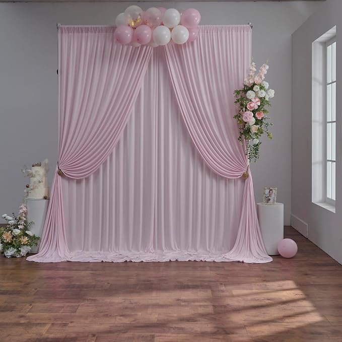 10 ft x 30 ft Baby Pink Backdrop Curtains for Parties, Wrinkle Free Light Pink Photography Backdrop Drapes for Wedding Grils Birthday Baby Shower Bridal Shower Party - Image 4