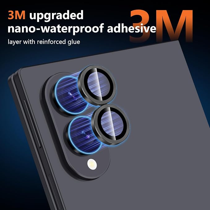 for Samsung Galaxy Z Fold 8 Camera Lens Protector, Individual Metal Ring Tempered Glass Lens Cover, [Strong Adsorption] Scratch Resistant Ultra-Thin HD Clear Lens Cover, 1 Set-Black - Image 4