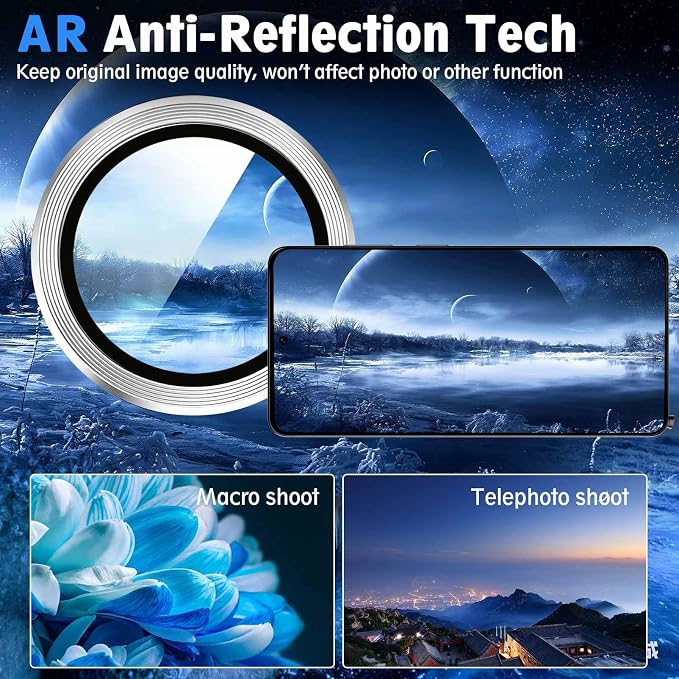 SiHPuoy 2Set Camera Lens Protector for Samsung Galaxy S26/S26 Plus, Silver | 9H+ Tempered Glass, Military Grade Shatterproof,Anti-Scratch, Case Friendly,HD Metal Camera Cover,Does not Affect Night Shots - Image 7