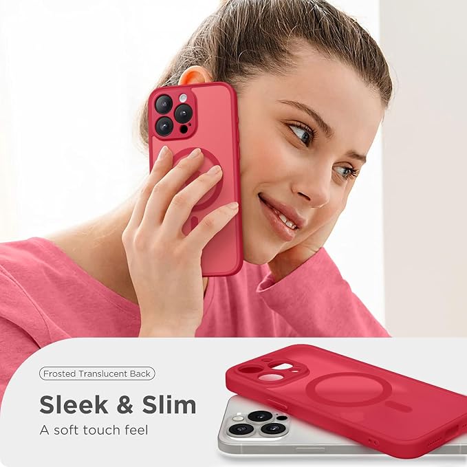CAPRARO for iPhone 13 Pro Max Case, Compatible with MagSafe Red | Upgraded [Full Camera Protection] Shockproof Protective Slim Translucent Matte Magnetic Phone Case 6.7'', Red - Image 6