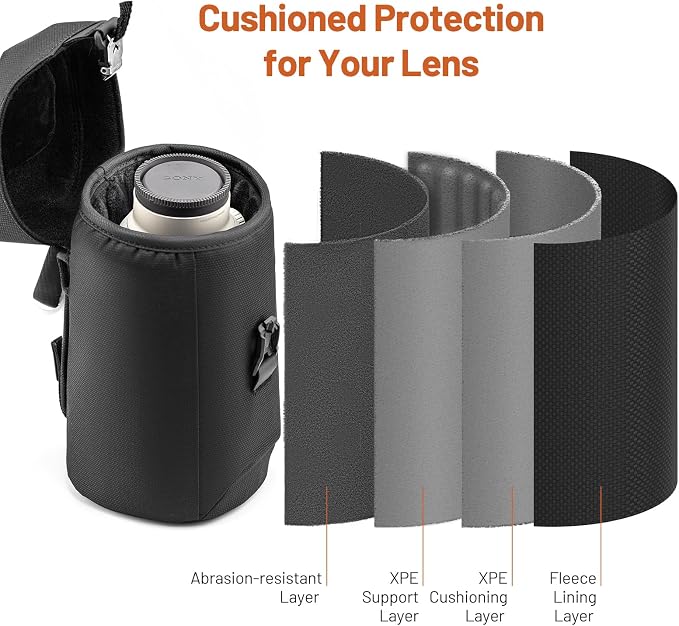 PGYTECH Camera Lens Case, Protective Lens Bag Pouch, Size M | Magnetic Buckle Water Resistant Lens Pouch for DSLR Camera Lens, Thick Camera Lens Bag for Nikon/Tamron/Fuji/Canon - Image 4