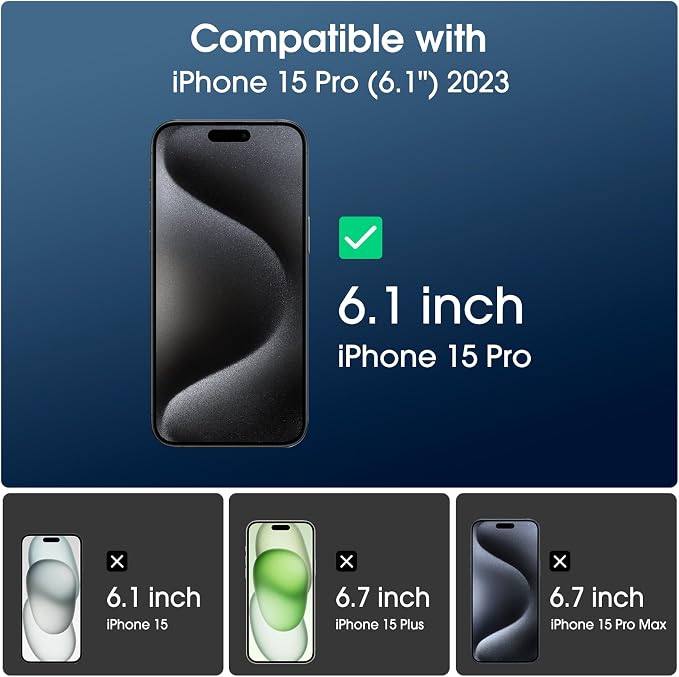 amFilm OneTouch for iPhone 15 Pro Screen Protector 6.1'' Tempered Glass | Auto-Alignment, 30s Install, Bubble Free, Scratch & Drop Protection, HD Clear, Camera Lens Protector[2+2 Pack] (15P-6.1'') - Image 2
