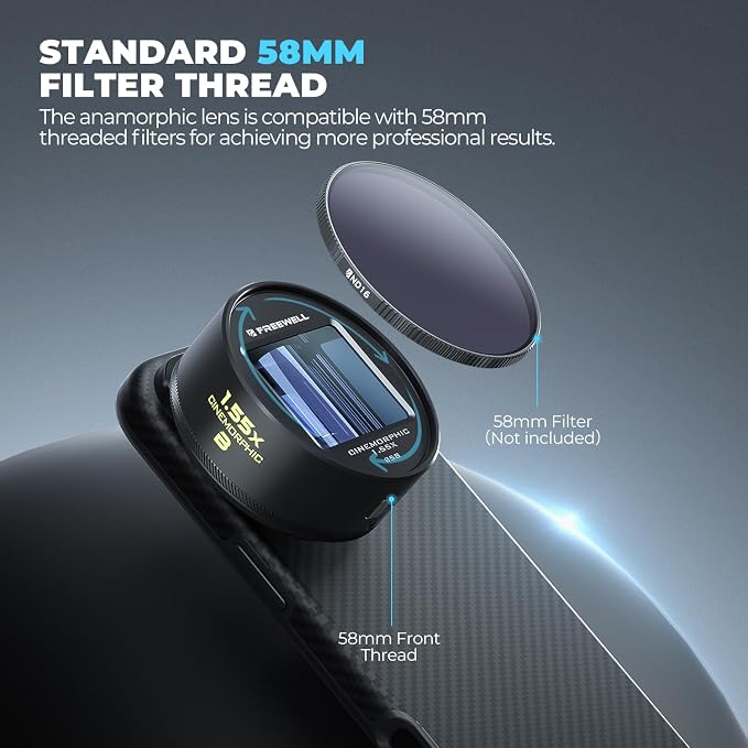 Freewell 1.55x Blue Anamorphic Lens for 17mm Mount iPhone & Samsung | Cinematic Smartphone Lens with Ultra-Wide View, Sci-Fi Blue Flare, and Enhanced Video Quality - Image 6