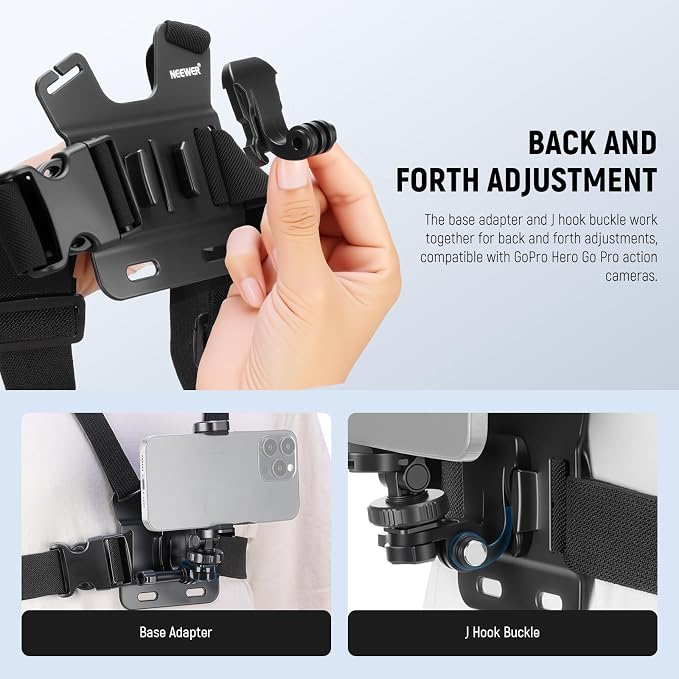 NEEWER Mobile Phone Chest Mount Head Strap Mount, Quick Release POV Vlog Accessory Kit for Video Recording, Compatible with iPhone GoPro Hero Insta360 DJI AKASO Action Camera, GP-74 - Image 3