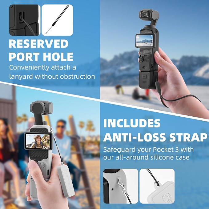 BRDRC Pocket 3 Silicone Cover, For Xtra Muse Protective Case Lens Protector Scratch-Resistant Sleeve Skin Compatible with DJI OSMO Pocket 3 Creator Combo/Xtra Muse Accessories (Black) - Image 3