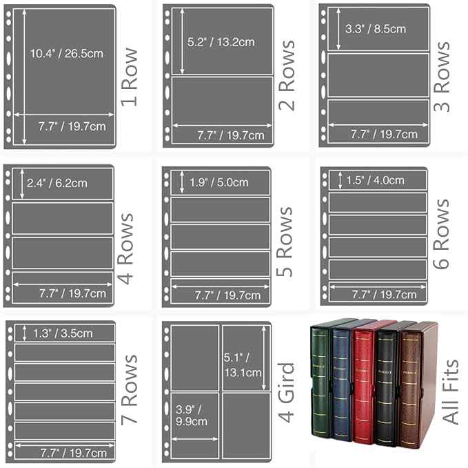 MUDOR Stamp Pages for Stamp Collection Album Binder Book, 10 Sheet 5 Rows | Stamp Sleeves 5 Pocket for Collectors ,Stamp Collecting Sheets Supplies,Professional Pack - Image 8