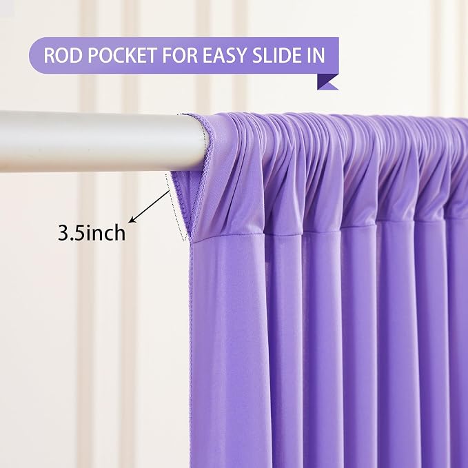 Wish Care Lavender Backdrop Curtain 8 Panels - Wrinkle-Free Polyester Photography Drapes for Baby Shower & Birthday Party - 32 X10FT - Image 2