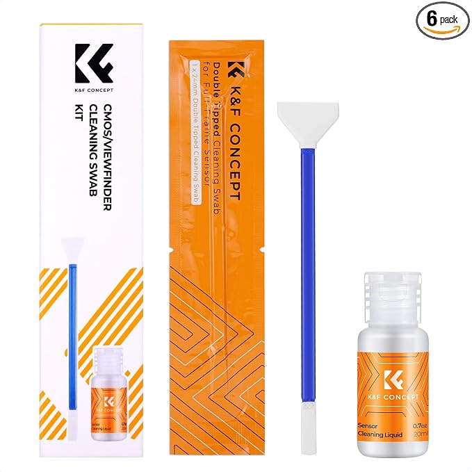 K&F CONCEPT 24mm Full Frame Sensor Cleaning Kits, with 20ml Sensor Cleaner | Sensor SwabsX5, Vacuum Sealed, Gentle Cleaner, Multi-Device Use, Precision Cleaning,for Nikon Sony Canon Camera Clean,MA01 by KFCONCEPT