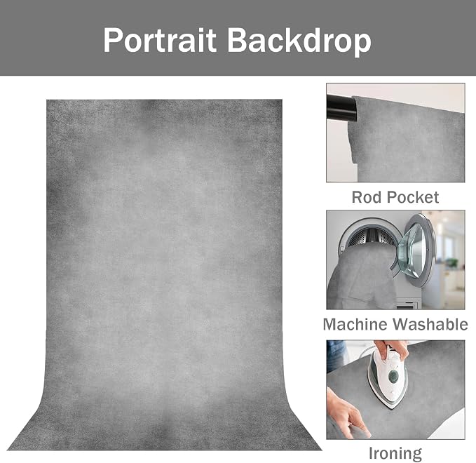 Grey Photography Backdrops for Photoshoot, Abstract Fabric 5x7ft | Vintage Studio Photo Backgrounds, Non Reflective, Easy to Use, for Portrait, Headshot, Product - Image 5
