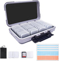 36-Slot SD Card Holder, Gray Memory Card Case with 36 Card Cases | SD Card Organizer with 36 Transparent Holders and 40 Writable Labels, Camera Card Storage by Micscrew
