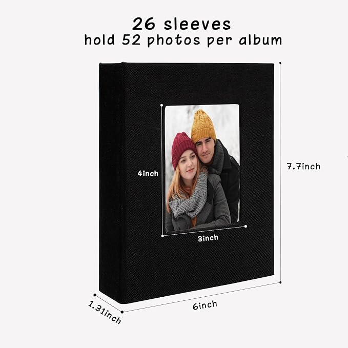 Small Photo Album 5x7, Pack of 2 Linen Picture Book, Each Mini 26-Page Album Holds 52 Photos, Art Presentation Folder for Postcards & Picture Storage - Image 5