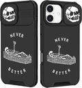 for iPhone 16 Case - Women Men Cute Phone Cover Cool Pretty Fancy Unique Aesthetic Design Slide Camera Cover Protective Case for Apple for iPhone 16,Lying Skuul by Goocrux