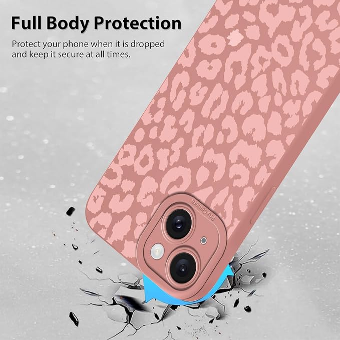 Cute Pink Cheetah Print Phone Case for iPhone 15 Plus 6.7" | Aesthetic Leopard Pattern Design Cover Full Camera Lens Protective Shockproof Soft Slim TPU Funda for Women Girls - Image 3