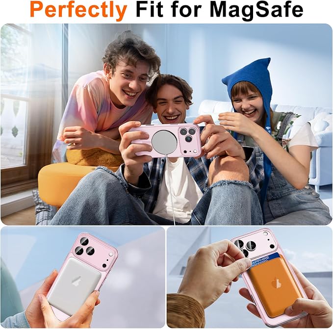 Magnetic for iPhone 17 Pro Max Case, Shockproof Cover, Pink | Full Camera Protector, with Privacy Screen Protector, Compatible with MagSafe, Translucent Matte, Military-Grade Protection - Image 4