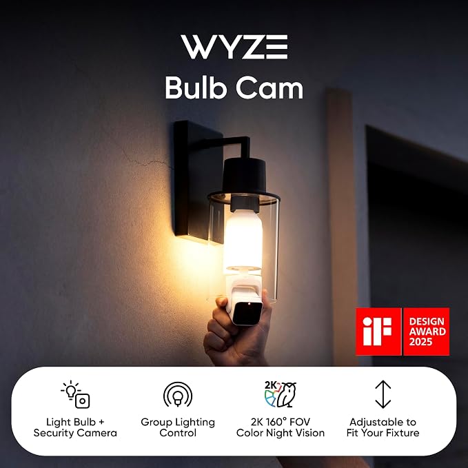 WYZE Bulb Cam - 2K HD Smart Light Bulb Security Camera with Color Night Vision, 800-Lumen Dimmable LED, 160° Wide View, Motion Detection & Siren, E26 Socket, Alexa/Google/IFTTT | Color Night Vision, 800-Lumen Dimmable LED, 160° Wide View, Motion Detect... - Image 3