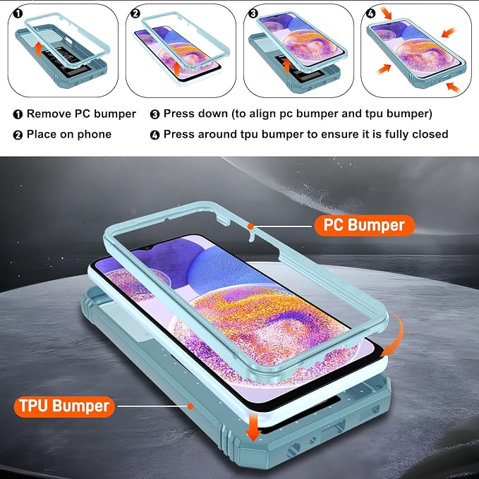 Gritup for Galaxy A23 5G Case Military-Grade Shockproof with Kickstand | (   ) with 2 PCS Screen Protector, Slide Camera Cover, Heavy Duty Funda para A 23 5G Cover, Green - Image 4
