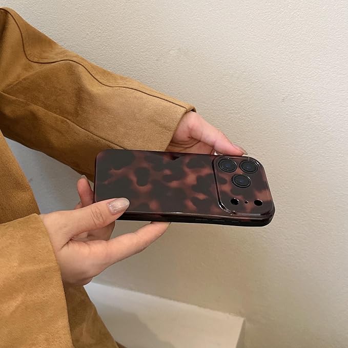 Aesthetic Tortoise Shell Phone Case for iPhone 17 Pro 6.3in,Retro Cool Girl Leopard Print Brown Amber Trendy Full Camera Protective Cover for iPhone 17pro 6.3" - Image 7