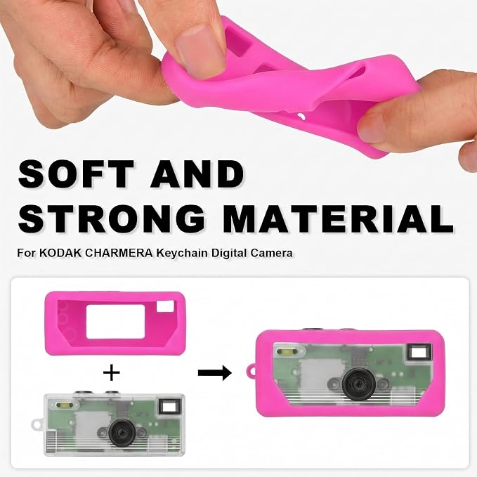 Silicone Case for Kodak CHARMERA Millennium Keychain Mini Digicam Blind Box | Soft Keychain Camera Sleeve, Precise Cutouts, Case-On Charging & SD Card Access, For Collectors & Daily Carry, Magenta - Image 2