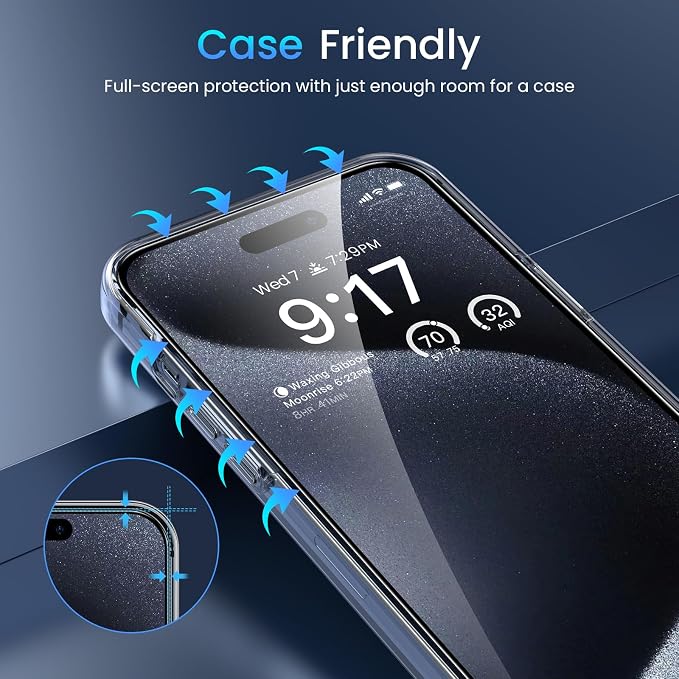 Fotbor [3+3 Pack for iPhone 15 Pro Max Screen Protector with Camera Lens Protector, Tempered Glass Shatterproof Easy Installation Frame, HD Clear Full Coverage iPhone 15 Pro Max Accessories 6.7 Inch - Image 9