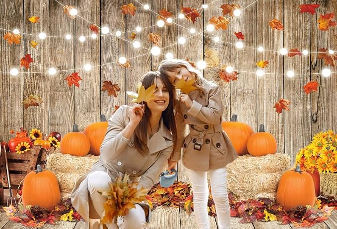 7x5ft Fall Thanksgiving Halloween Photo Backdrop Fall Backdrops for Photography Autumn Pumpkin Harvest Barn Background Friendsgiving Party Supplies Farm Harvest Banner Decor Photo Props - Image 6