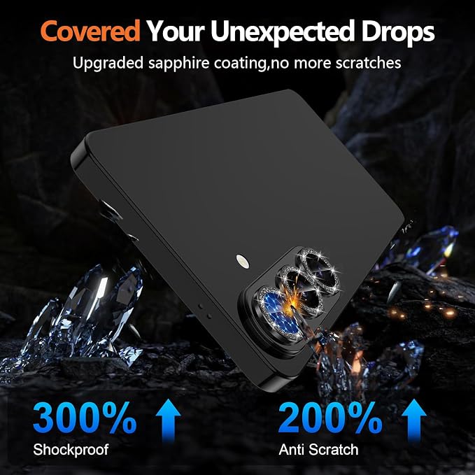 for Samsung Galaxy S26 Camera Lens Protector, Individual Metal Ring Tempered Glass Lens Cover, [Strong Adsorption] Scratch Resistant Ultra-Thin HD Clear Lens Cover, 1 Set-Black Sparkly - Image 5