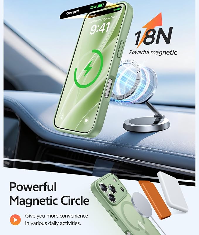 FNTCASE for iPhone 17 Pro Max Case, Fit for Magsafe, Screen Protector | Full Camera Protection, Translucent Matte, 14FT Military Grade Drop Proof, Shockproof Protective Phone Cover, Light Moss - Image 3
