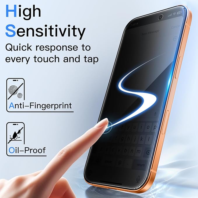 JETech Privacy Screen Protector for iPhone 17 Pro Max, 2+2 Pack | Anti-Spy Tempered Glass, with Camera Lens Protector, Easy Installation Tool - Image 7