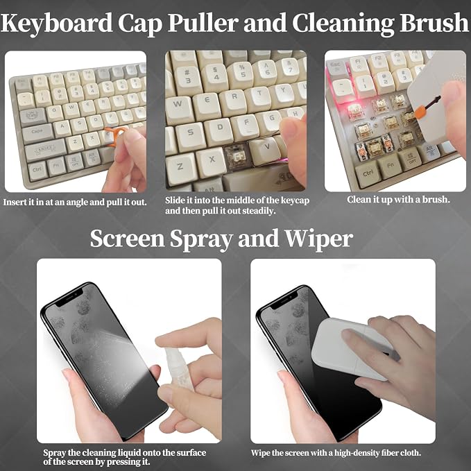 Cell Phone Camera Tablet Touch Screen Cleaner for iPhone Speaker, Hatstart Laptop Computer PC Keyboard Brush Cleaning kit for MacBook Airpods iPad MacBook, All in One Electronic Cleans Kits for Gamer - Image 5