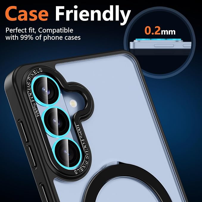 for Samsung Galaxy S26 Plus Camera Lens Protector, Individual Metal Ring Tempered Glass Lens Cover, [Strong Adsorption] Scratch Resistant Ultra-Thin HD Clear Lens Cover, 1 Set-Blue Shine - Image 8