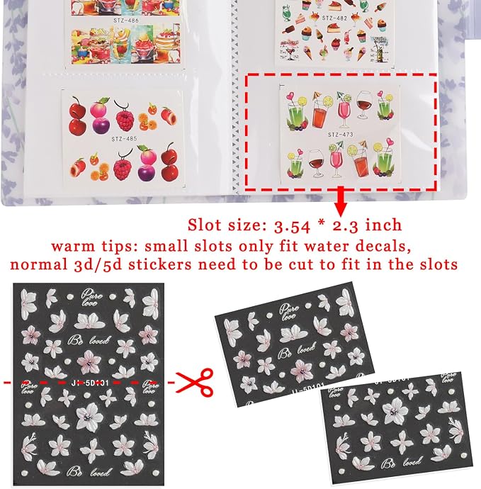 120 Slots Nail Stickers Storage Book Empty Nail Stickers Album Holder Photo Collection Book Water Decals Display Showing Shelf Binder Stencils Collecting Card Case Manicure Tools (Lvander) - Image 3