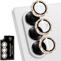 for Samsung Galaxy Z Fold 7 Camera Lens Protector, Individual Metal Ring Tempered Glass Lens Cover, [Strong Adsorption] Scratch Resistant Ultra-Thin HD Clear Lens Cover, 1 Set-Gold Sparkly by Btscase