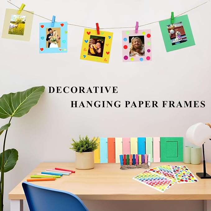 30pcs Paper Picture Frames for Instax Mini Film 2x3 Wall Hanging Kit | 2x3" Photos Wall Ornament Frames with Clips/String/DIY Stickers/Photo Protectors, for Fujifilm Mini/Polaroid/Kodak/Lomo/Kpop - Image 5