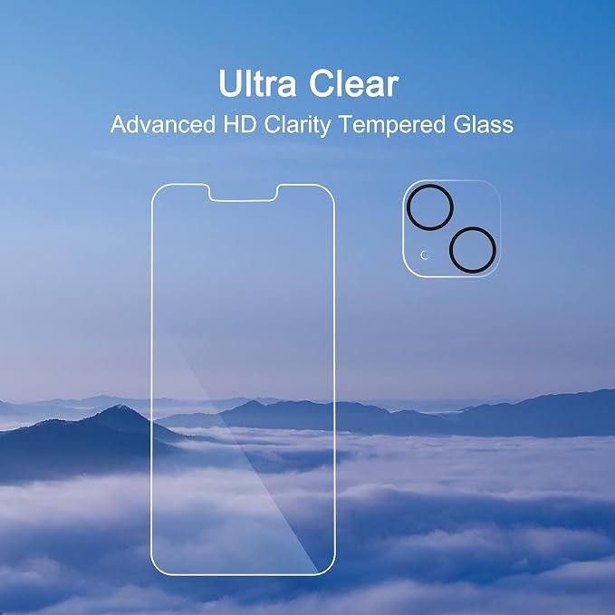 Ailun Screen Protector + Camera Lens Protector for iPhone 13 Mini, 2+2 Pack | 5.4 Inch, Tempered Glass, 2021 - Image 4
