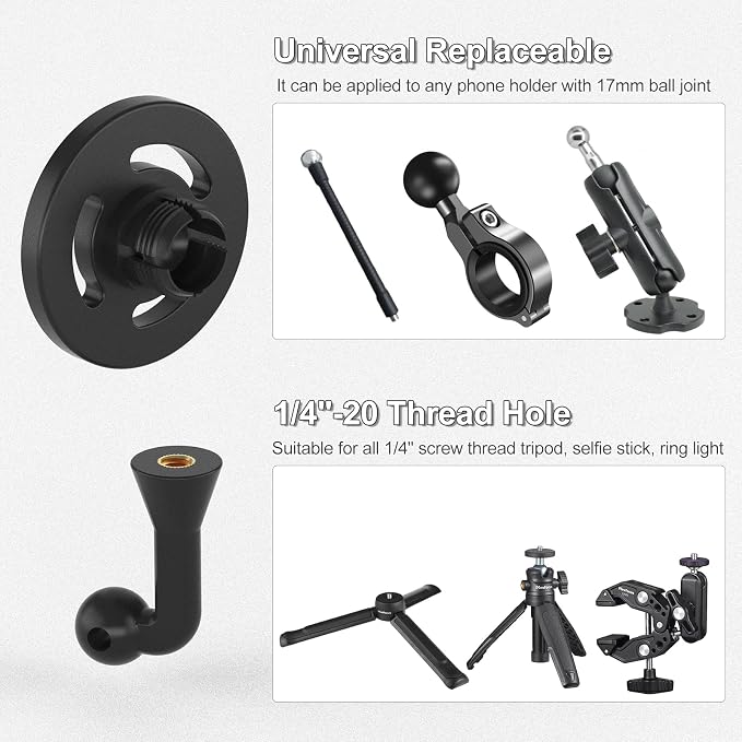 Magnetic Phone Tripod Mount Adapter with 1/4"-20 Screw Hole, Compatible with Magsafe for iPhone 17/16/15/14/13 Plus Pro Max Mini Series, Adjustable Phone Holder for Tripod, Ring Light, Selfie Sticks - Image 4