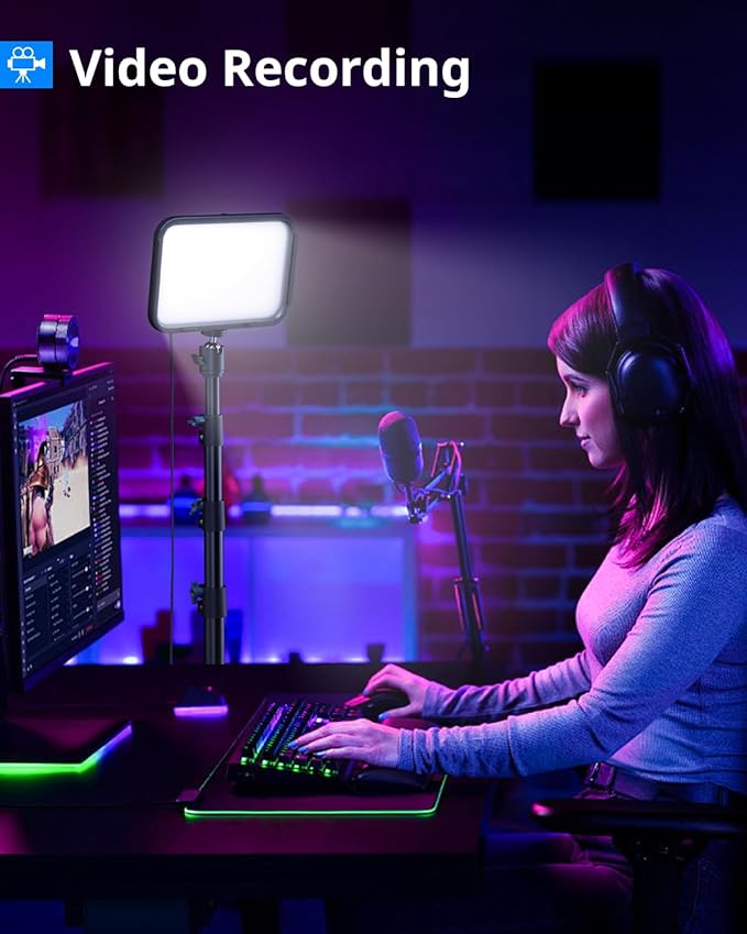 UBeesize 2-Pack RGB Photography Lighting, Studio Lights with Adjustable Tripod Stand and Ball Head, Video Light for Video Recording, Live Streaming, Makeup - Image 6