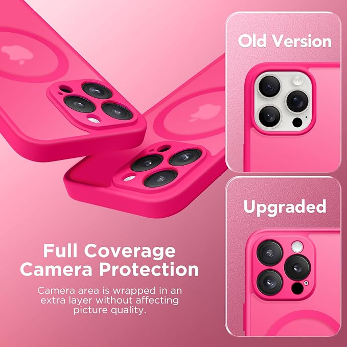 CAPRARO for iPhone 13 Pro Case, Compatible with MagSafe | Upgraded [Full Camera Protection] Shockproof Protective Slim Translucent Matte Magnetic Phone Case 6.1'', Hot Pink - Image 6