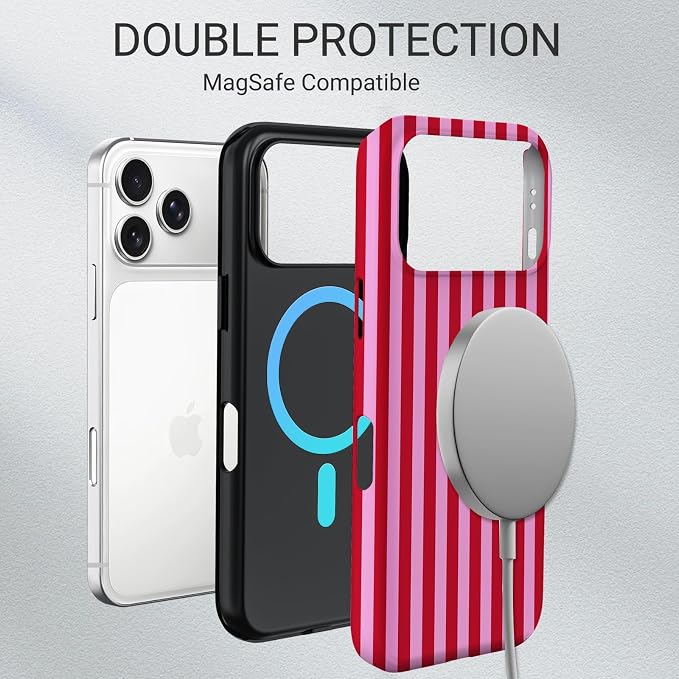 TPU Phone Case for iPhone 17 Pro, MagSafe Wireless Charging Compatible, Shockproof Slim Fit Protective Cover with Anti-Yellowing & Raised Camera Protection (Stripes 4, iPhone 17 Pro(6.3")) - Image 6