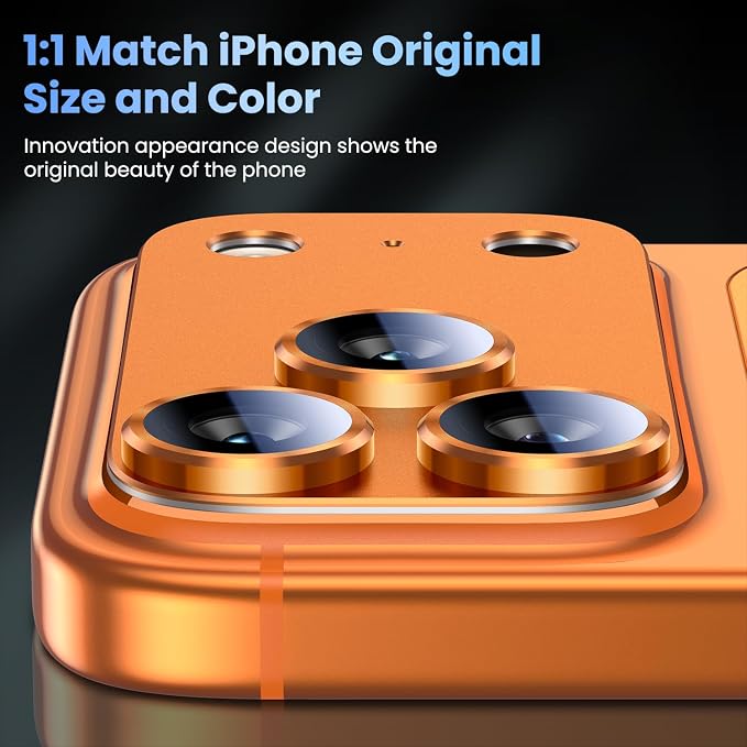 Uyiton for iPhone 17 Pro Max Camera Lens Protector, Metal Frame Glass Cover | Not Easy to Break, Strong Adsorption, Case-Friendly, Metal 9H Sapphire Glass Rear Camera Screen Cover, Natural Titanium - Image 6