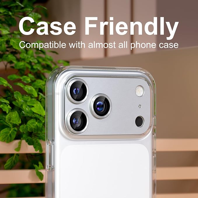 for iPhone 17 Pro Camera Lens Protector, Silver | [Military Grade Shatterproof] [Strong Adsorption] [Case Friendly] Matte Metal Tempered Glass Camera Screen Cover Accessories - Image 6