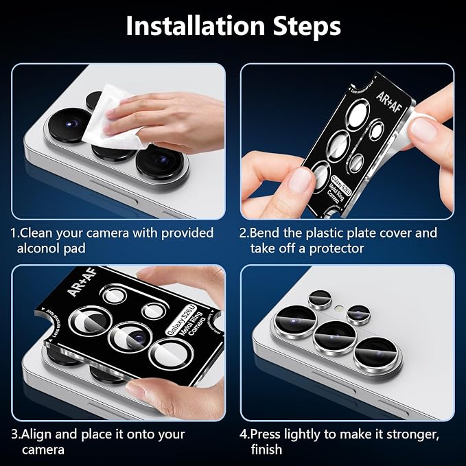 for Samsung Galaxy S26 Ultra Camera Lens Protector, Individual Metal Ring Tempered Glass Lens Cover, [Strong Adsorption] Scratch Resistant Ultra-Thin HD Clear Lens Cover, Titanium Gray Ring - Image 7