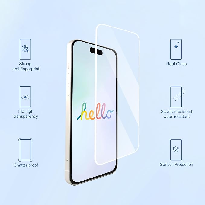 Ailun Screen Protector for iPhone 16 Pro Max, 3 Pack, Tempered Glass | 6.9 inch, Installation Frame, Sensor Protection, Dynamic Island Compatible, Case Friendly - Image 2