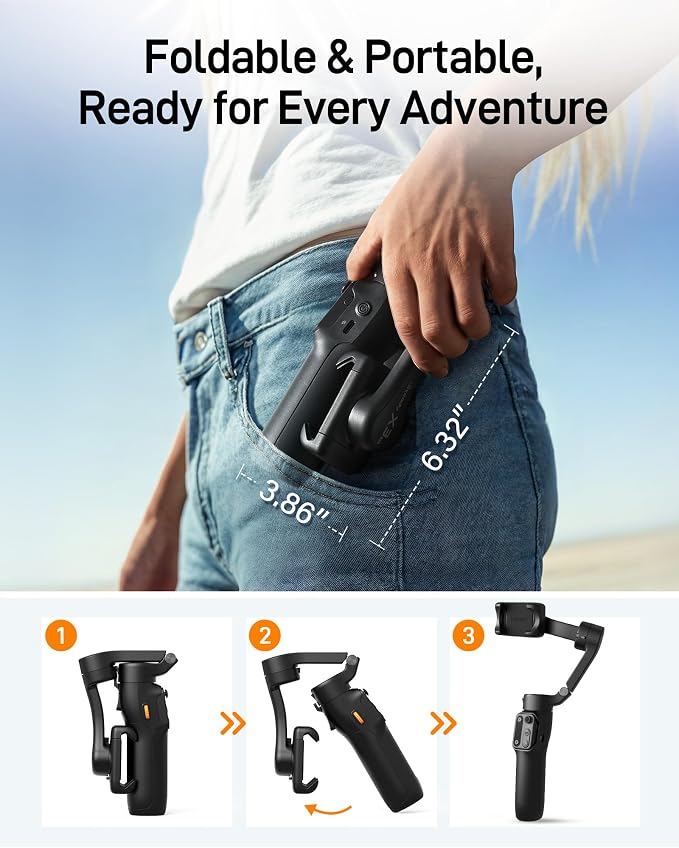 hohem iSteady X3 SE Plus 3-Axis Gimbal Stabilizer for iPhone & Android | Detachable Remote, iSteady 8.0 Anti-Shake, 8" Extension Rod, Foldable 0.85lb Design, Hohem Joy App, 11H Battery - Image 8